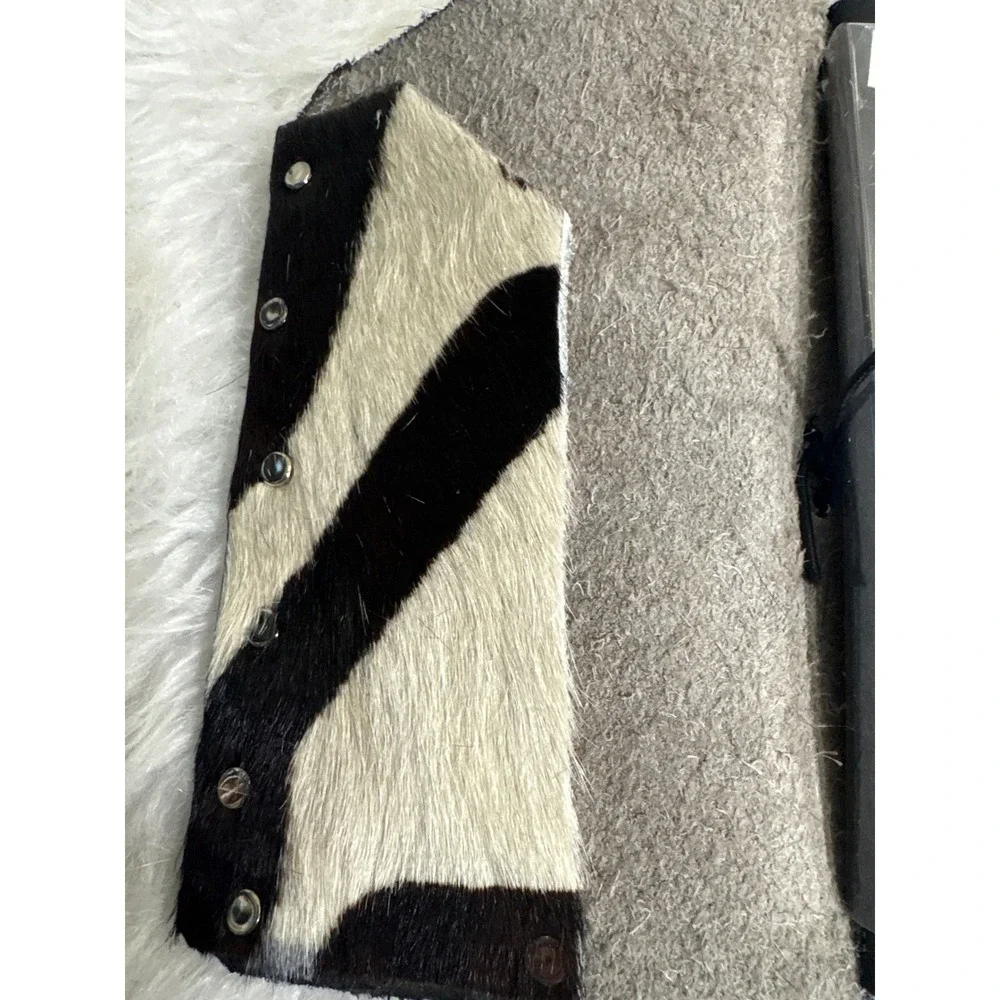Notebook Travelers Journal Cover Unisex A6 Zebra Print Calf Hair Star Studs